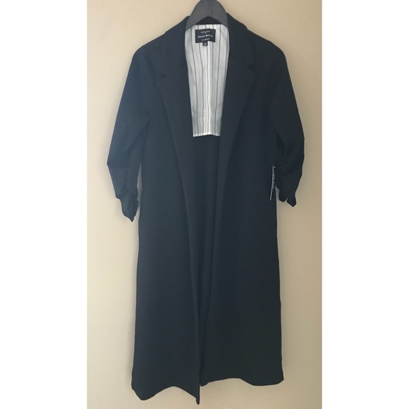 LAST SMALL Staple longline open jacket in black - Picture 3 of 6